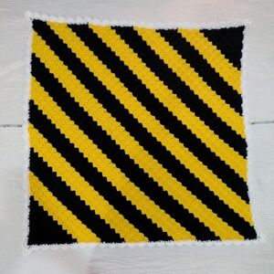 Black and Yellow Striped Crochet Blanket
